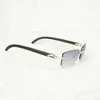 Vintage Strass Natuurlijke Buffelhoorn Randloze Mannen Houten Vierkante Bril Vrouwen Outdoor Shades Oculos BrillenKajia Nieuw