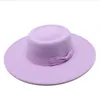 Top Hats British Elegant Flat Top Felt Jazz Hat Fashion Ladies Retro Panamanian Woolen Hat Women Summer Trilby Fedora Caps Panama Beach Street Cap Decorative BC471