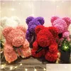 Stuffed Plush Animals Artificial Flowers Pe Rose Bear Toys Valentines Day Gift Romantic Teddy Bears With Box Doll Girlfriend Prese Dhmsf