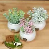 Decorative Flowers Ceramic Artificial Flower Pots Office Mini Decoration Car Plant Ornaments Home Plastic