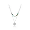 Pendentif Colliers ViiEee Double Couche Tendance Blanc Perle Pour Femmes En Acier Inoxydable Naturel Turquoise Collier Ras Du Cou VN21259