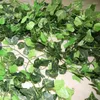 Dekorativa blommor 2,4 m 100 st. Löv konstgjorda murgröna blad ratten Garland växter Vine Fake lövverk Creeper Green Wreath