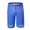Caleçon hommes décontracté voir à travers maille Capri Boxer Shorts couleur unie Transparents ceinture élastique pour vêtements de nuit vêtements de détente