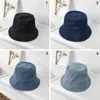 Baretten Denim Stof Pure Kleur Strand Cap Vrouwen Mannen Katoen Emmer Hoeden Sunbonnet Visser Hoed Suede Panama