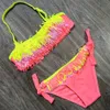 Één-stuks 5-12 jaar Tiener Girls Swimsuit Kids Swimwear Tassel Big Girl Bikini Halter Top Bad Pak Fringe Children Girl Swim Wear W0310