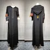 Casual Dresses Tassel Kaftan Women Moroccan Caftan Vintage Djellaba Sfifa Diamond Hooded Abaya Arabic Muslim Dubai Saudi Black Abayas