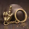 Key Rings Brass Vertical Middle Finger Keychain Bag Pendant Trend Rock Hip-Hop Rap Gesture Pendant Personality Men's Neckla