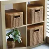 Storage Baskets Woven Basket with Lid Plus Size Sundries Storage Basket Dustproof Organizer Box Large Storage Bins Cabinet Wardrobe Organizer 230310