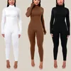 Kadın Tulumları Tulumlar Siyah Bultleneck Romper Uzun Kollu Seksi Bodycon Tulum Kıyafeti Sonbahar Kış Sokak Giyim Partisi Tulum Velvet Yo-Ga Onesie 230310