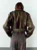 Women's Jackets LGRQ Female Coat Long Sleeve Turndown Collar Patchwork Zipper Pu Leather Jackets For Women Winter Fashion 19J2828 230309