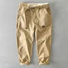 Calças masculinas Hiqor Brand Homem calças 100% algodão de algodão Spring Men Fashion Metal Belt Buckle Cargo Pants Hip Hop Man Pant 28-38 230310