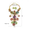 Collana Orecchini Set Delicato Collare Pendenti In Metallo Con Strass Multicolore Per Gioielli Da Donna Accessori Di Moda