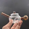 Großhandel Kreative Teekanne Shisha MINI Bunte protable Glas Wasser Dab Rig Bong Rohr zum Rauchen Shisha Bubbler W/ICE Catcher Bongs