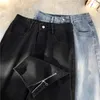 Men's Jeans 2023 Spring Fashion Slim Straight Y2k Black Denim Pants High Street Zipper Hem Korean Streetwear Male Trousers Y2303