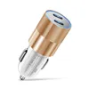 40W Dual PD Metal Car USB Charger 12-24V Snel oplaad Mini Fast Charger 3 kleuren