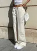Pantalon femme Capris Weekeep cordon Baggy blanc Cargo pantalon taille basse jambe large pantalons de survêtement Streetwear femmes Jogging Capris y2k Harajuku 90s pantalon L230310