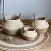 Cesti portaoggetti Stile nordico Bambù Seagrass Cestini portaoggetti Cesto di vimini Pianta Vaso di fiori Decorativo per la casa Alghe Cestino per vestiti sporchi 230310