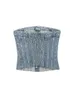 Women's Tanks Nlzgmsj Blue Crop Top Female Denim Corset Women Y2K Off Shoulder Sexy Tube Woman Party Fashion Summer Tops Streetwear