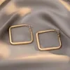 Hoop Earrings 2023 Trendy Female Temperament Big Circle Square Geometric Hanging Earring For Women Gold Metal Punk Jewelry