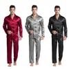 Mäns sömnkläder Tony Candice Men's Satin Silk Pyjama Set Men Pyjamas Silk Sleepwear Men Sexig modern stil mjuk mysig satin nattklänning män sommar 230310