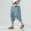 Herrbyxor baggy bomullslinne harem män hip-hop kvinnor plus storlek 2023 byxor avslappnad vintage kalvlängd pantalones hombremen's värme22