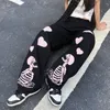 Pantalon Femme Capris Emo Pantalon Femme Grunge Gothique Pantalon Streetwear Crâne Coeur Pantalon ALT Femme Pantalon Y2k Egirl Vintage Joggers Emo Vêtements 230310