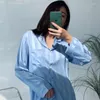 Vêtements pour femmes violet Stripe Pyjamas Femmes Set 2pcs Sexy Cardigan Rayon Pajamas Suit Printemps Autumn Unwear Nightwear Home Wear