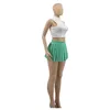 Designer women's 2023 summer fashion solid color T-shirt Sexy mini multi-color pleated skirt two piece set