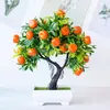 Dekorative Blumen Bonsai Pflanzen Fake Baum Orange Schaum Obst Topf für Heimdekoration Zubehör Jahr Dekor