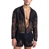 Men s Tracksuits Clothing Fashion Suit Men 2pcs Clothes Set Hollow Out Sexy Lace Short Sleeve Casual T Shirt Top Shorts Summer Solid Color 230309