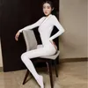 Women's Jumpsuits Rompers ZIpper Open Crotch Sheer Smooth Full Body Bodysuit Shiny Porn Tight High Elastic Rompers See Through Sexy Hollow Jumpsuits Women 230310