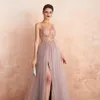 Party Dresses Sexy Spaghetti Straps Evening Dresses Arrival V-Neck Rhinestones Beading Formal Prom Gowns with Slit robe de soiree 230310