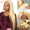 Honey Blonde Color Remy Brasileiro Lace Reta Frente Frente Human Wig de 8-26 polegadas 1b 613 perucas frontais ombre para mulheres negras