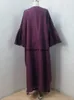 Etniska kläder Pearl Beading Flare Sleeved Retres Musulmane Turkish Muslim Abaya Dress Arab Worship Service Abayas With Belt
