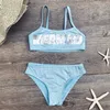 Één-stukken 2 ~ 8 jaar Kids Girls Bikini 2022 Nieuwe Summer Girls Kids Swimpak Afdrukken Kinderen Bikinis Biquini Infantil Bathing Suit W0310