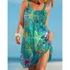 Casual Dresses Sea Octopus Print Beach Dress Midi Women Fashion Sexy Bohemian Strap Sleeveles Party Hem Evening SundressCasual