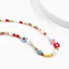 Choker Chokers Boho Colorful Flowers Bead Collar Necklace For Women Pearl Crystal Gravel Seed Beaded Summer Fashion Design Y2K JewelryChoker
