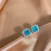 Серьги Серьги люстра Cosya 925 Серебряное небо синее Paraiba 7 7mm Micro-Set High Carbon Diamond Luxury Женская свадьба мелкая