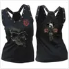 여성용 탱크 Lugentolo Skull Tank Top Women Summer Streetwear Tops 슬림 리벳 둥근 목 섹시