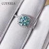 Bröllopsringar S925 Silver 3 0CT Blue Green Ring Brilliant Cut Sparkling Diamond Jewelry Woman Engagement Gift Luxury 230309