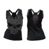 여성용 탱크 Lugentolo Skull Tank Top Women Summer Streetwear Tops 슬림 리벳 둥근 목 섹시