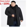 Erkekler Down 6xl Plus 10xl 5xl 8xl 8xl Kapşonlu Çıkarılabilir Şık Marka Kalın Sıcak Rusya Kış Ceket Erkekler Rüzgar Geçirmez -40 Derece