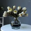 Kwiaty dekoracyjne luksus vintage prawdziwy dotyk duży tulipany bukiet ślubne dekoracja ślubna Mariage deco fałszywy dom el fleurs artififileles