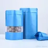 9サイズの青いスタンドアップアルミホイルバッグクリアウィンドウプラスチックポーチジッパー再溶存食品貯蔵パッケージバッグLX2690