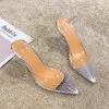 Sandals Summer Transparent Sandals Women Elegant Sky High Heels Bling Crystal Shoes Woman Sexy Ladies Party Club Dress Shoes 230309