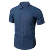 남성 Tshirts 린넨 짧은 슬리브 느슨한 셔츠 옷깃 간단한 스타일 평범한 여름 천 230310