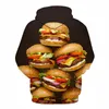 Sudaderas con capucha para hombre Hamburguesa Sudadera con capucha 3D Sudadera divertida Ropa de calle HipHop Tamaño asiático S-6XL