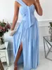 Casual Dresses Summer Slit Cutout Maxi Party Elegant One Shoulder Solid Color Backless Women Long Wedding Evening Sexy Robe 230308