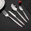 Flatvaruuppsättningar 4/8/16/24pcs Silver Set Set rostfritt stål Middagsbidrag Knifikgaffel Middag Silver Hem Tabeller