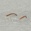 16% rabatt på vintage trä fyrkantiga män naturliga buffel horn överdimensionerade kantlösa glasögon för kvinnor som läser optisk oval ny
